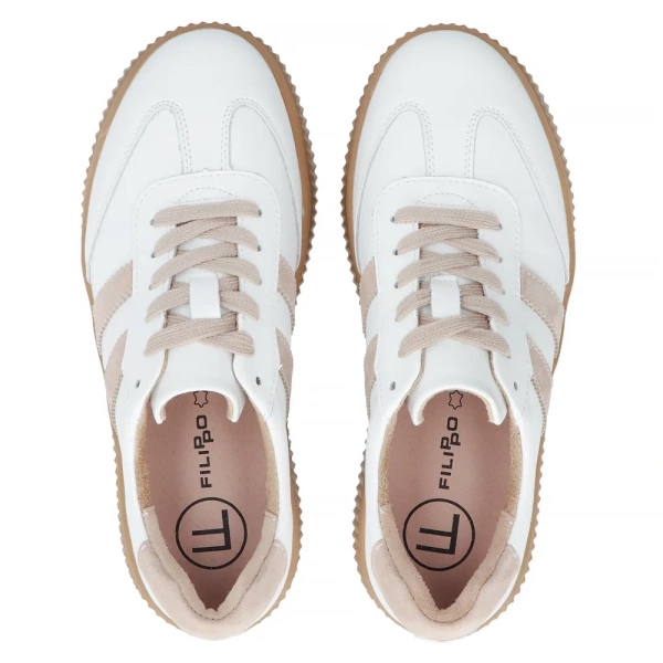Sneakersy damskie białe na platformie skórzane Filippo DP6776/25 