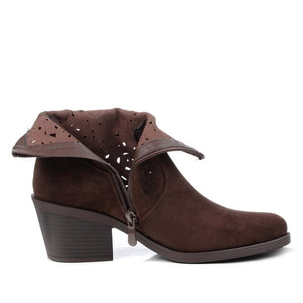 Botki damskie kowbojki brązowe S.Barski HY61-8012 zamszowe na obcasie