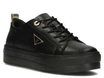 Buty sneakersy damskie czarne skórzane na platformie Filippo 3533