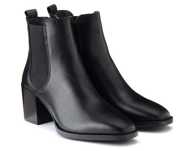 Botki na jesień damskie na obcasie czarne Tamaris 25383 skórzane