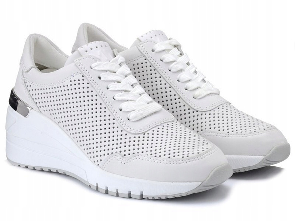 Sneakersy damskie Marco Tozzi 23500 buty na koturnie białe skórzane