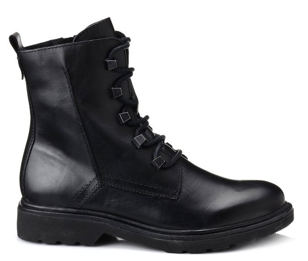 Botki damskie czarne Marco Tozzi 25276 ocieplane polarem skórzane