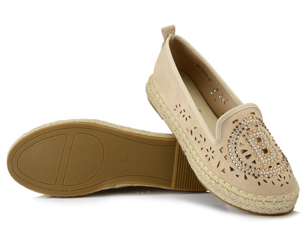 Espadryle damskie wsuwane S.BARSKI 33150 beżowe 