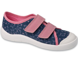 Trampki Befado 772Y012 kapcie dziecięce dziewczęce granatowe na rzepy