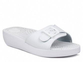 Klapki damskie Fakirki KF-01 medyczne sanitarne białe masujące z kolcami