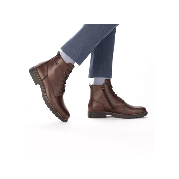 Buty męskie botki zimowe Rieker 33143 trzewiki skórzane brązowe na zamek
