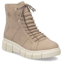 Botki zimowe damskie Rieker X3428-20 trzewiki beżowe ocieplane