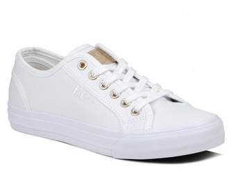 Trampki damskie białe Lee Cooper 3335L tekstylne tenisówki sznurowane