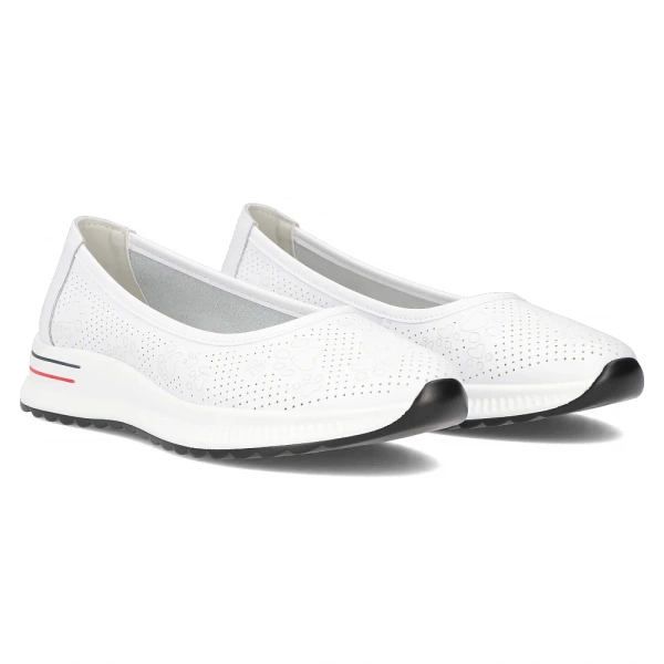 Baleriny damskie Filippo DP6719/26 białe baletki skórzane na platformie