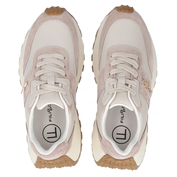 Sneakersy damskie beżowe  Filippo DP6785/25 buty na platformie skórzane