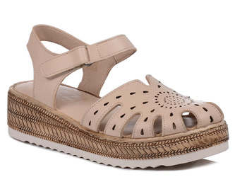 Sandały damskie skórzane z zakrytymi palcami Izzi 0162-25 na platformie