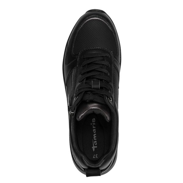 Buty damskie sneakersy całe czarne Tamaris 23757 sportowe na koturnie