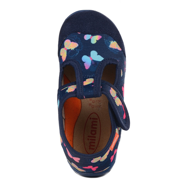 Kapcie dziewczęce do przedszkola szerokie profilowane Milami 112 na rzep