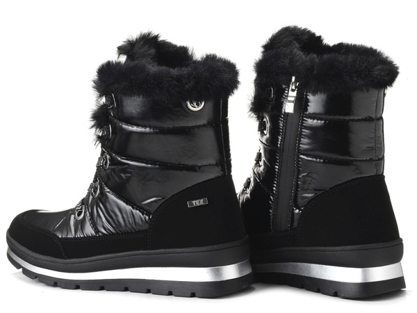 Buty damskie zimowe śniegowce czarne ocieplane Caprice 26226 na zamek 