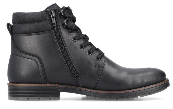 Buty męskie zimowe Rieker F4544-00 trzewiki ocieplane skórzane czarne 