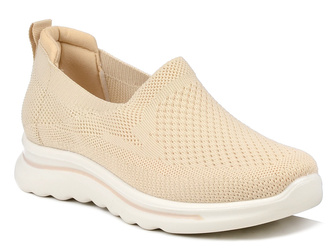 Sneakersy damskie News 4815 buty sportowe wygodne wsuwane lekkie beżowe