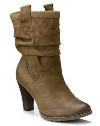 Botki damskie na obcasie zimowe ocieplane wełną skórzane But Bal 221