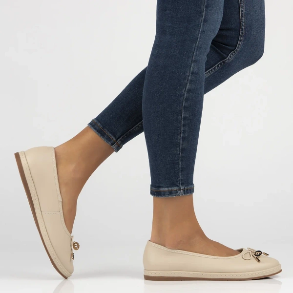 Baleriny damskie Filippo DP6856/26 baletki skórzane płaskie beżowe