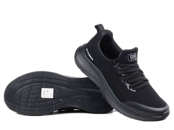Buty sportowe męskie czarne DK Visa tekstylne wsuwane lekkie siatkowe