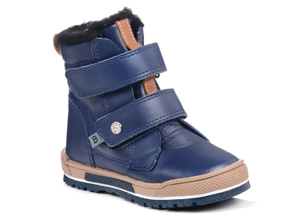 Buty zimowe dziecięce chłopięce Bartek 21469 ocieplane wełną skórzane
