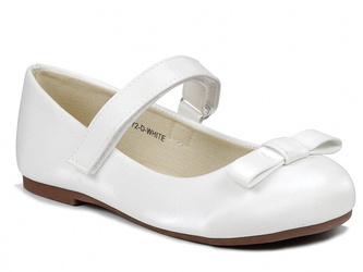 Buty komunijne dla dziewczynki białe wizytowe na wesele MissE 4772-D