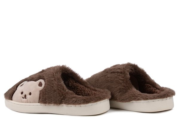 Kapcie damskie ciepłe ciapy domowe wsuwane brązowe Unisoft 7540