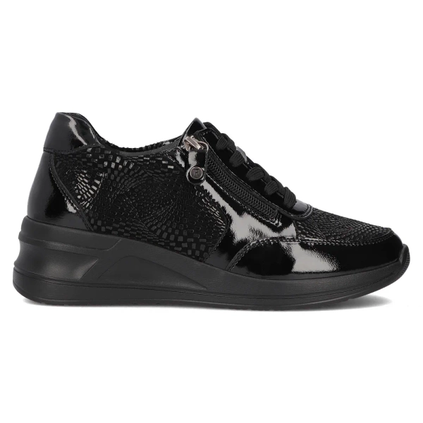 Półbuty damskie sneakersy na koturnie skórzane czarne Filippo DP6352/24