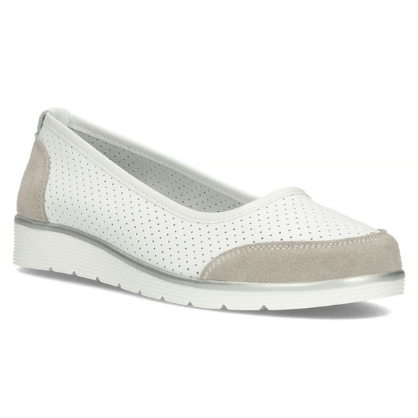 Baleriny damskie skórzane wiosenno-letnie białe Filippo DP4524 wygodne