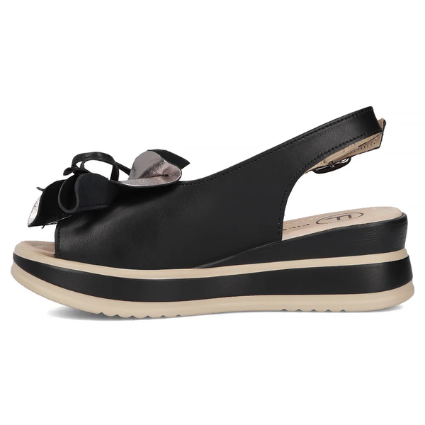 Sandały damskie czarne Filippo DS7045/26 na platformie skórzane wygodne