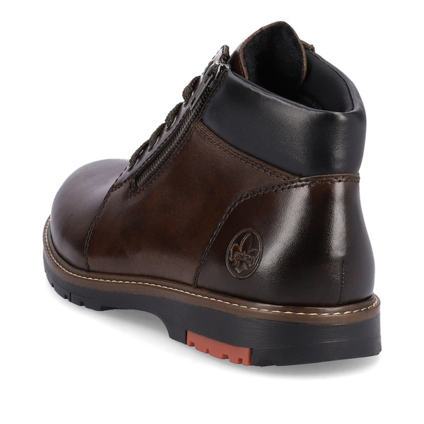 Buty męskie zimowe brązowe Rieker 10502 botki skórzane ocieplane wełną