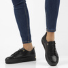 Buty sneakersy damskie czarne skórzane na platformie Filippo 3533 