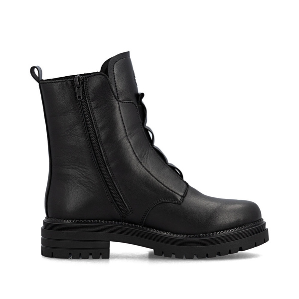 Botki damskie czarne Rieker Y3160-00 ocieplane skórzane na zamek wysokie