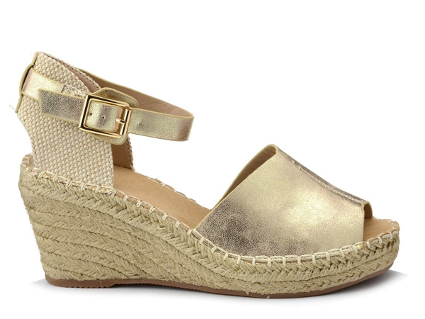Sandały damskie espadryle Evento 0153 na koturnie złote 