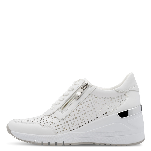 Sneakersy damskie Marco Tozzi 23501 buty na koturnie białe skórzane