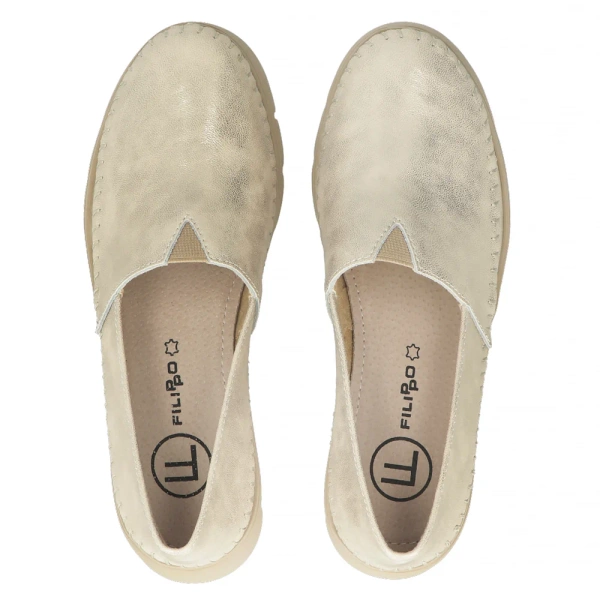 Półbuty damskie beżowe Filippo DP6161/26 skórzane wsuwane na platformie