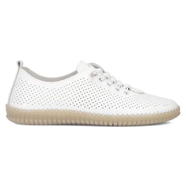 Półbuty damskie białe Filippo DP6140/26 skórzane ażurowe lekkie wygodne