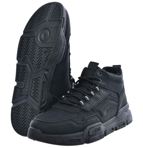 Buty sportowe męskie całe czarne Big Star SS174282 za kostkę wysokie