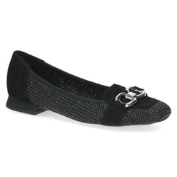 Czółenka damskie czarne Caprice 24201 skórzane eleganckie płaski obcas