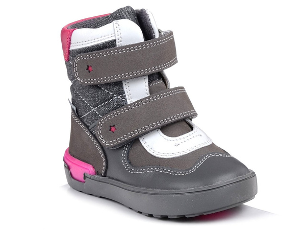 Buty zimowe Bartek 91874 ocieplane wełną dziewczęce skórzane na rzepy