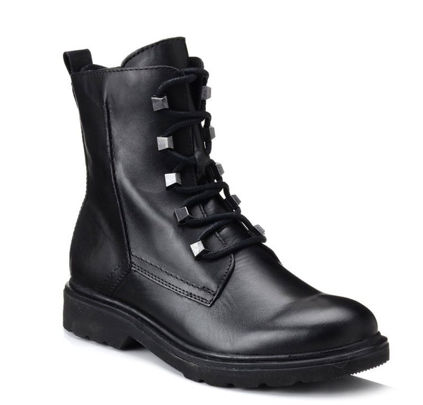 Botki damskie czarne Marco Tozzi 25276 ocieplane polarem skórzane