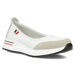 Baleriny damskie skórzane białe na niskiej platformie Filippo DP6134/26