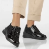 Półbuty damskie sneakersy na koturnie skórzane czarne Filippo DP6352/24