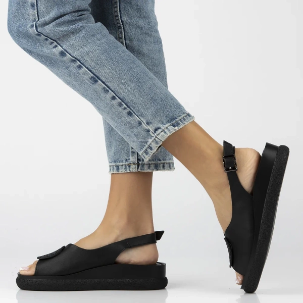 Sandały damskie czarne Filippo DS6984/26 na platformie skórzane wygodne