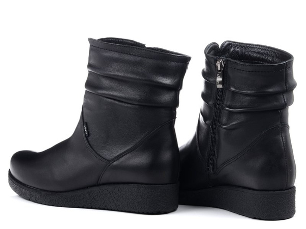 Botki damskie zimowe ocieplane Axel 4092 czarne skórzane szerokie H