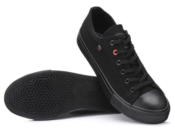 Trampki męskie całe czarne Big Star T174110 niskie tekstylne sznurowane