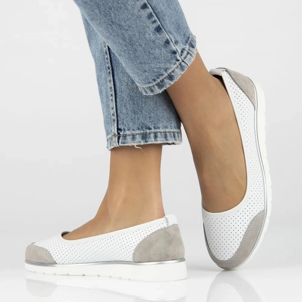 Buty baleriny damskie skórzane wiosenno-letnie białe Filippo DP4524 