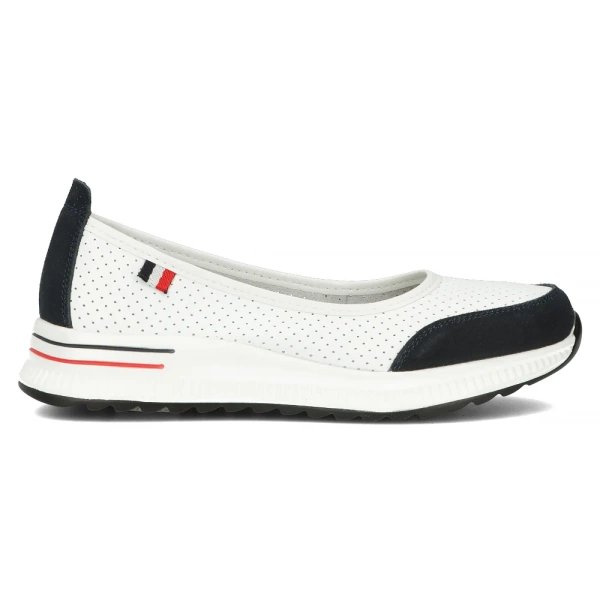 Baleriny damskie skórzane białe na niskiej platformie Filippo DP6134/26