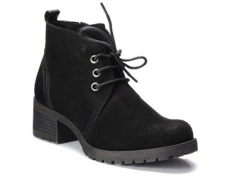 Botki damskie czarne Marco Tozzi 25271 na obcasie skórzane zamszowe