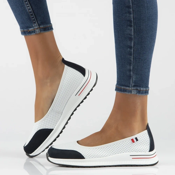 Baleriny damskie skórzane białe na niskiej platformie Filippo DP6134/26