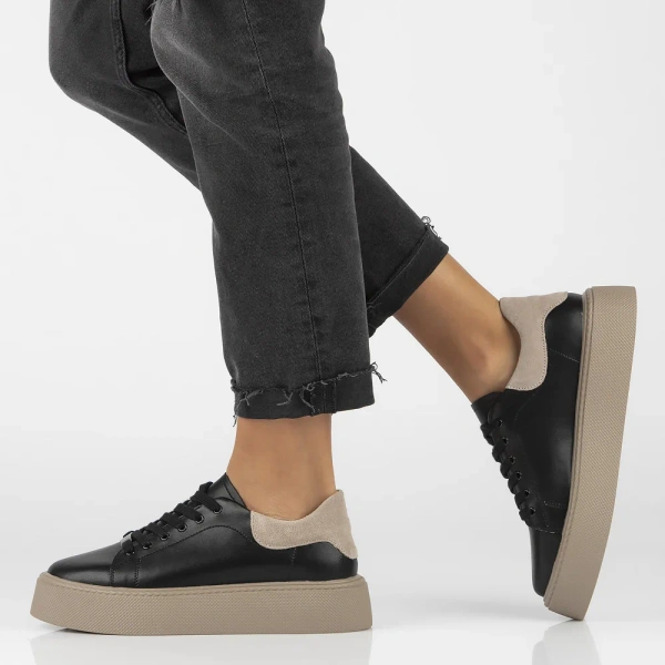 Sneakersy damskie Filippo DP6119 półbuty skórzane czarne na platformie